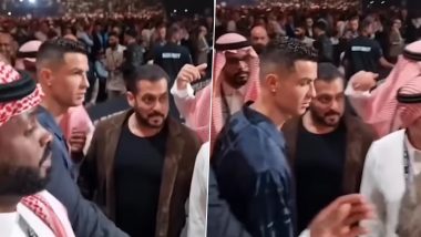 Cristiano Ronaldo Walks Past Salman Khan Without Acknowledgment at Riyadh Boxing Match, Watch Viral Video