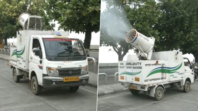 Mumbai Smog: BMC Deploys Dust Suppression Vehicle at Marine Drive To Curb Air Pollution (Watch Video)