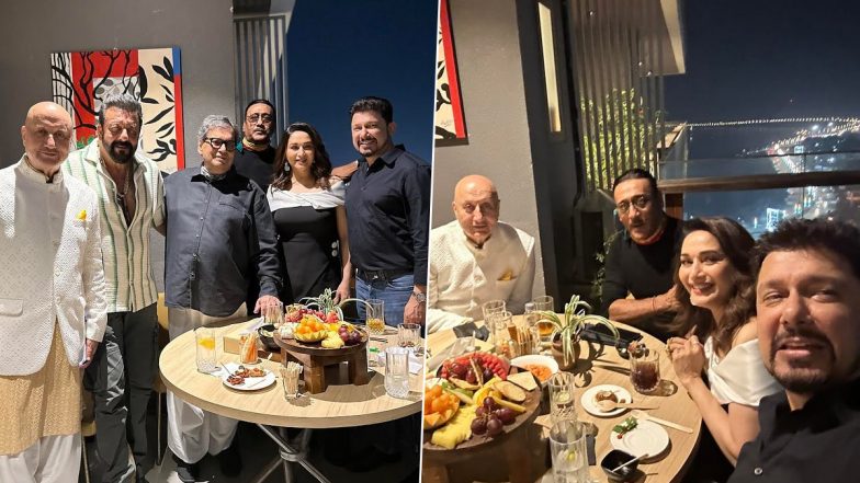 Madhuri Dixit, Sanjay Dutt, and Jackie Shroff Pose Together at Subhash Ghai and Mukta's Wedding Anniversary (View Pics) - Vimarsana News