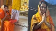 Tejas: Kangana Ranaut Exudes Grace in Bright Orange Saree As She Prays for Her Film&rsquo;s Success at Ram Mandir in Ayodhya (See Pics & Watch Video)