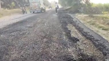 Uttar Pradesh: Road ‘Dug Up’ With Bulldozer for Non-Payment of ‘Commission’ in Shahjahanpur, CM Yogi Adityanath Orders for Recovery From Accused (Watch Video)