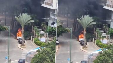 Iron Dome Breached! Rocket Not Intercepted by Israel Air Defence System Falls in Ashkelon, Sets Car on Fire (Watch Video)