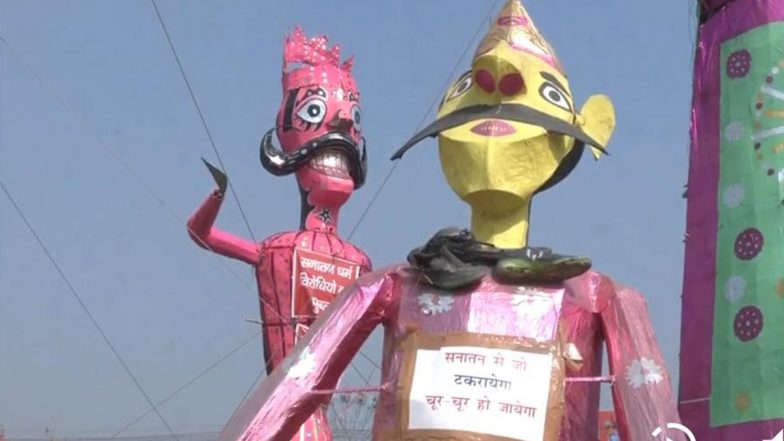 Dussehra 2023 Ravan Dahan: Effigies Of Ravana, Meghanad, Kumbhkaran, Along With Adversaries Of Sanatan Dharma, Set Up At Delhi's Red Fort Ground (Watch Video)