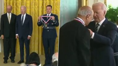 US President Joe Biden Presents White House National Medal for Technology and Innovation to Indian-American Scientist Ashok Gadgil for Lifesaving Medical Discoveries (Watch Video)