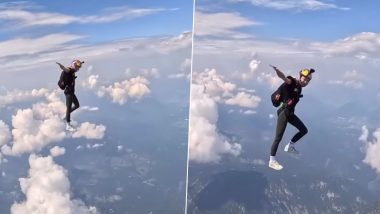 Man Walks Above the Clouds While Skydiving, Jaw-Dropping Video Surfaces Online (Watch)