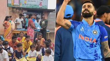 Virat Kohli Fans in West Bengal Distribute Clothes to Needy Children in West Bengal Ahead of Durga Puja 2023 (Watch Video)