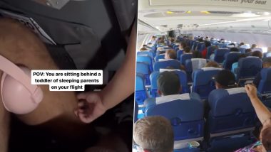 Handsy Toddler of Sleeping Parents Grab Passengers in a Flight, Alarming Footage Surfaces Online (Watch)