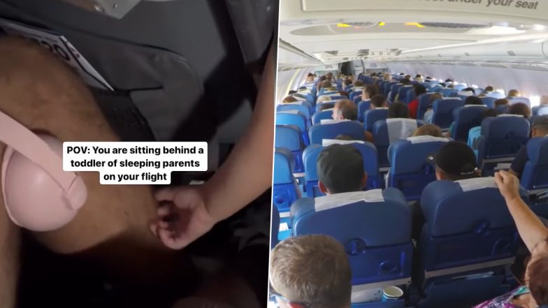 Handsy Toddler of Sleeping Parents Grab Passengers in a Flight, Alarming Footage Surfaces Online (Watch)