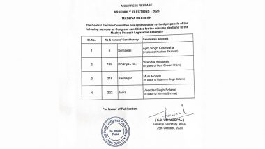 Madhya Pradesh Assembly Election 2023: Congress Changes Candidates in Four Constituencies After Protests; Check New Names Here