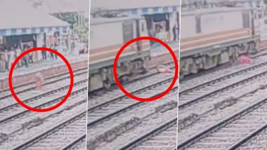 UP Shocker: Woman Jumps Infront of Moving Train at Hapur Railway Station, Dies at Spot; Disturbing Video Surfaces