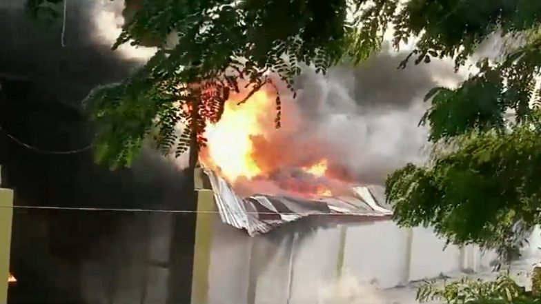 Uttar Pradesh Fire Video: Major Blaze Engulfs Thermocol Factory in Moradabad, Fire Tenders Rush to the Spot