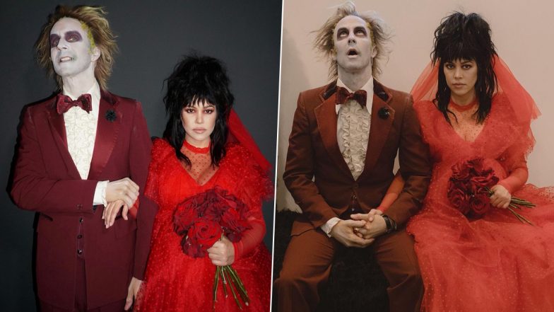 Kourtney Kardashian-Travis Barker Dress Up As Beetlejuice and Lydia for Halloween 2023 (View Pics)