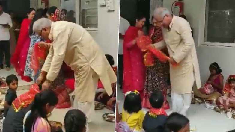 Maha Navmi 2023: Chhattisgarh CM Bhupesh Baghel Performs 'Kanya Pujan' in Durg (Watch Video)