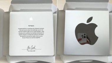 Apple Employee Receives Special Gift by CEO Tim Cook on Completion of 10 Years in Tech Giant, Unboxing Video of Unique Product Goes Viral