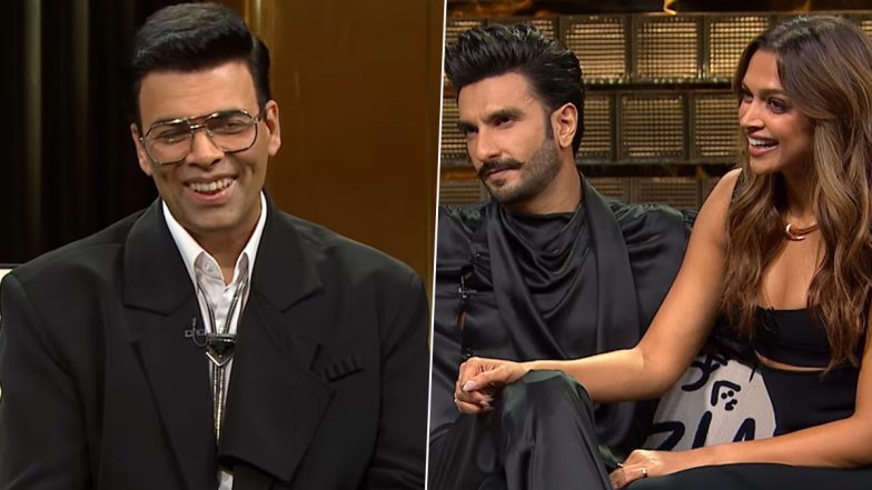 Koffee With Karan 8 Promo: Ranveer Singh Kisses Wife Deepika Padukone; Calls Karan Johar ‘Tharki Uncle’ (Watch Video)