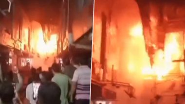 Surat Fire Video: Chaos After Massive Blaze Erupts in Bombay Market, Fire Tenders On Spot