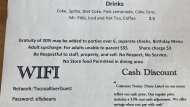 US: Restaurant Faces Criticism For Charging Hefty Price For Bad Parenting, Cashless Pay, Birthday Menus and More