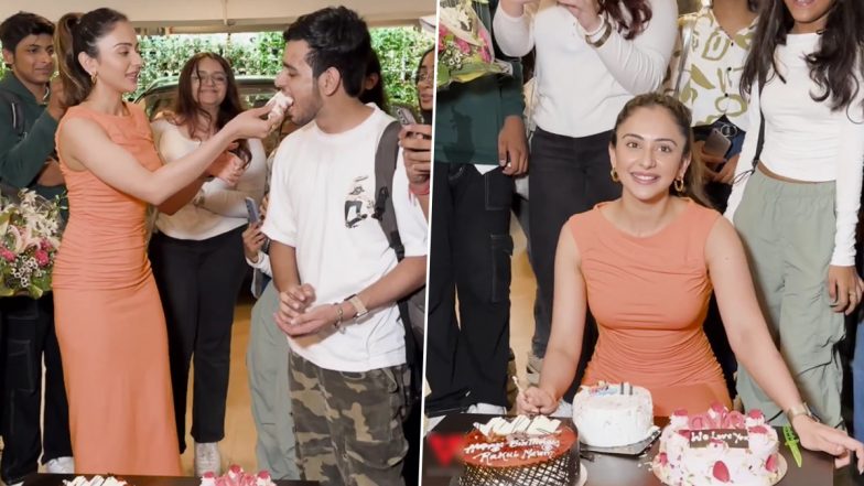 Rakul Preet Singh Birthday: Actress Cuts Cake, Celebrates the Day With Fans and Media (Watch Video)