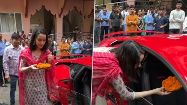 Shraddha Kapoor Performs Pooja for Her New Luxurious Lamborghini at Mumbai’s ISKCON Temple (Watch Video)