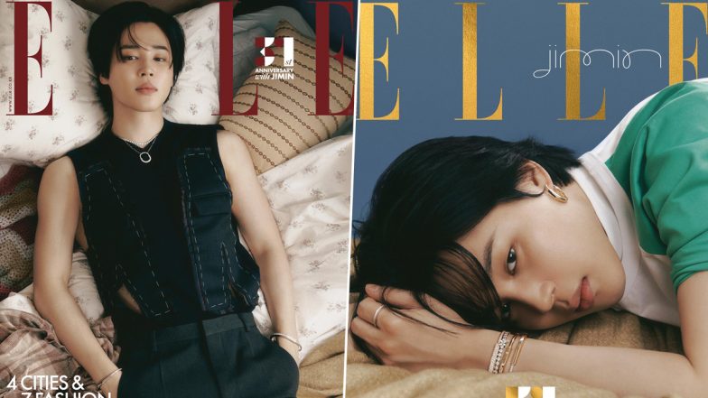 BTS’ Jimin Looks Striking on Cover of Elle Korea in Navy Blue Vest and Black Trousers (View Pics)