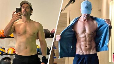 Hrithik Roshan Flaunts Toned Abs, Ripped Muscles As He Gives Glimpse of His Five Week Body Transformation, Fighter Actor Says ‘Mission Accomplished’ (See Pics)
