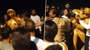 'Golden Man' Manhandled by Mumbai Police Constable: 'Drunk' Cop Misbehaves, Drags Girjesh Goud Aka 'The Living Statue' at Bandra Bandstand, Video Goes Viral