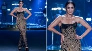 Lakme Fashion Week 2023: Kiara Advani Walks Down the Ramp in Black and Golden Gown for Falguni Shane Peacock