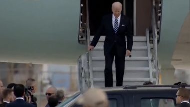 Joe Biden Israel Visit: US President Arrives in Tel Aviv To Meet Israeli PM Benjamin Netanyahu As Israel-Hamas War Enters 12th Day (Watch Video)