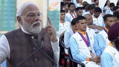 PM Narendra Modi Interacts With Athletes Who Participated In Asian Games 2023, Urges Them to Promote the Idea of ‘Drug Free India’ (Watch Video)