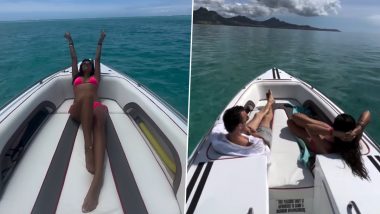 Monica Dogra Enjoys the Open Sea and a Boat Ride in Neon Bikini, Actress Shares Inspirational Note of Embracing Highs and Lows in Life (Watch Video)