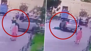 Noida Road Accident: Elderly Woman Crushed to Death by Car During Her Evening Walk, Horrifying Video Surfaces