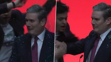 Keir Starmer Glitterbombed by Protestor Ahead of Speech at Labour Party Conference, Video Goes Viral