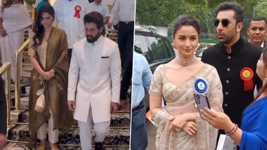 National Film Awards 2023: Ranbir Kapoor-Alia Bhatt, Allu Arjun, Kriti Sanon and More Arrive in Style at the Event in Delhi! (Watch Video)