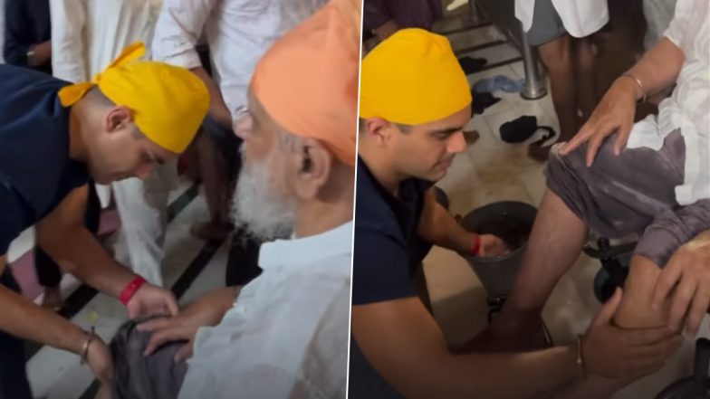 Angad Bedi Drops Heartfelt Video Showing Him Cleaning His Late Father Bishan Singh Bedi’s Legs and Feet in Gurdwara – Watch