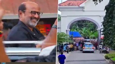 Rajinikanth Gets Mobbed by Fans in Kerala, Thalaivar 170 Actor Accepts Red Rose From Open Roof of Car (Watch Video)