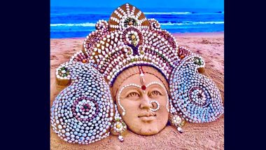Durga Puja 2023 Sand Art With Seashells: Sand Artist Makes Beautiful Maa Durga Sculpture To Kick Off Pujo Festivities on Maha Sasthi (View Pic)