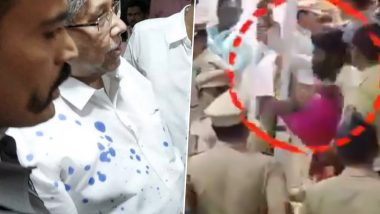 Chandrakant Patil Ink Attack Video: Bhim Army Worker Throws Ink At Maharashtra Minister At Solapur Guest House