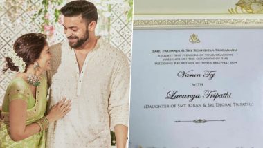 Varun Tej and Lavanya Tripathi's Gold-Silver Themed Wedding Invitation Card Leaked Online (View Viral Pic)