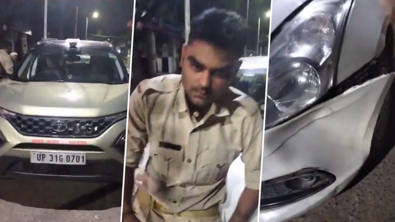 Lucknow: Drunk Forest Department Official With ‘UP Sarkar’ Label on Car Hits Another Vehicle, Viral Video Surfaces