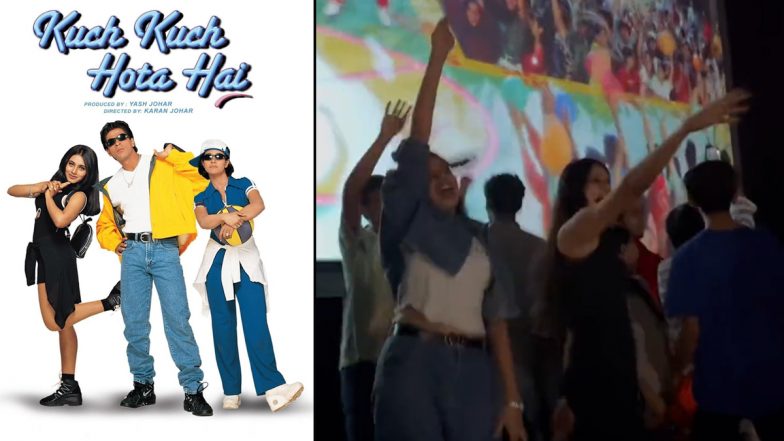 25 Years of Kuch Kuch Hota Hai! Fans Groove to Shah Rukh Khan, Kajol and Rani Mukerji's Track 'Koi Mil Gaya' From the Flick Inside Theatre (Watch Video)