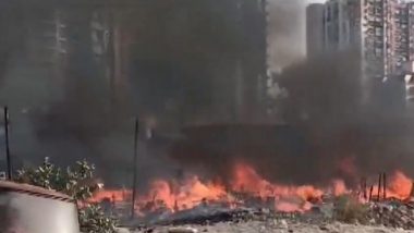 Ghaziabad Fire Video: Massive Blaze Breaks Out at Slums Near Kanawani Village, Three Fire Tenders Engage in Operation