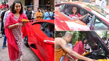 Shraddha Kapoor Visits ISKCON Temple to Perform Puja in Her Classy New Lamborghini Huracan Tecnica Worth Rs 4.04 Crore (View Pics)