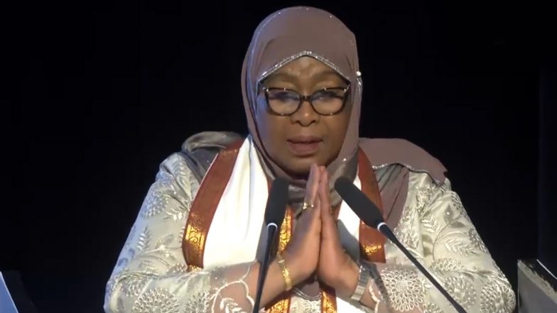 'Namaste': Tanzania President Samia Suluhu Hassan Greets Audience at JNU With Folded Hands, Expresses Love for India's Charm (Watch Video)