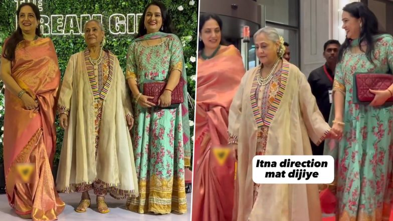 Jaya Bachchan Happily Poses for Paps at Hema Malini’s 75th Birthday Bash, Says ‘Itna Direction Mat Dijiye’ (Watch Video)