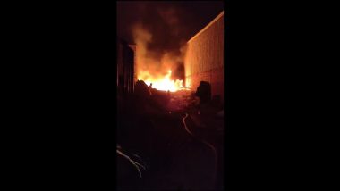 Delhi Fire: Blaze Erupts at Plastic Waste Warehouse in Kamruddin Nagar, No Casualties Reported (Watch Video)