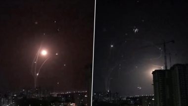 Israel-Palestine War: Multiple Rockets Launched From Gaza Seen Over Israel's Ashkelon As Battle Enters Second Day (Watch Video)