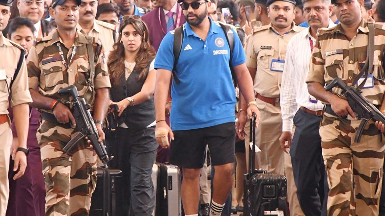 Indian Cricket Team Members Arrive in Mumbai Ahead of IND vs SL ICC Cricket World Cup 2023 Match (See Pics)