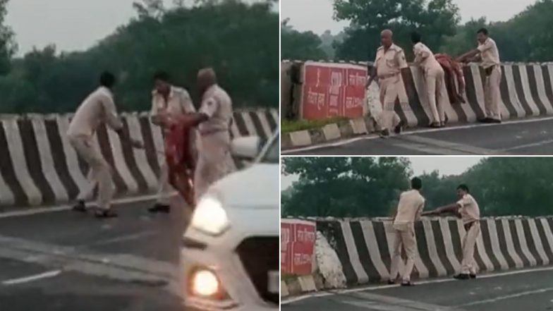 Bihar Police Caught on Camera Throwing Accident Victim's Body in Canal in Muzaffarpur, Video Goes Viral