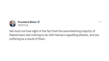US President Joe Biden Shows Support for Palestinians, Says 'Palestinians Had Nothing To Do With Hamas’s Appalling Attacks'