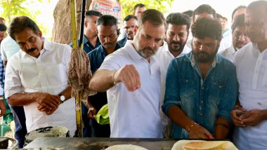 Rahul Gandhi Tries His Hand at Dosa-Making at Roadside Eatery in Telangana’s Jagtial District (See Pics and Video)